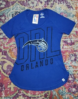 NWT MAJESTIC Fan Fashion Women's Small Blue Top Shirt ORLANDO NBA Team Support