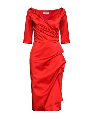 NWT  Chiara Boni La Petite Robe Florien Satin Dress Red 8/44 Italy MSRP$795