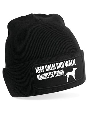 Keep Calm & Walk Manchester Terrier Beanie Hat Dog Lovers For Men & Ladies