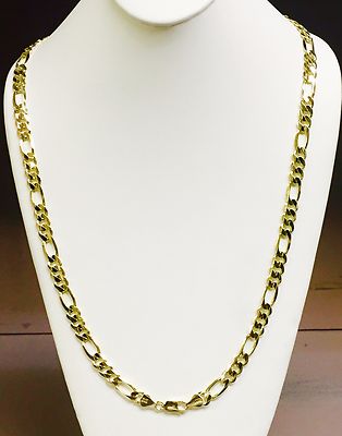 Pre-owned Nova 14kt Solid Gold Figaro Link Men's Necklace 22" 8 Mm 53 Grams In No Stone