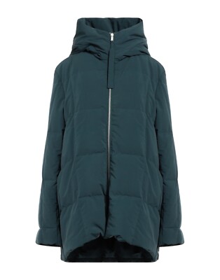 JIL SANDER Quilted Down Jacket Puffer Coat in Dark Green Size 36 / US 6