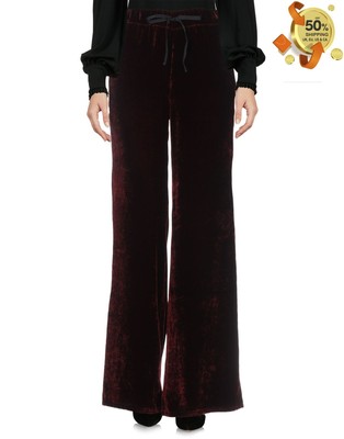 RRP 552 BEN TAVERNITI UNRAVEL PROJECT Velour Trousers Size S Silk Blend Bordeaux