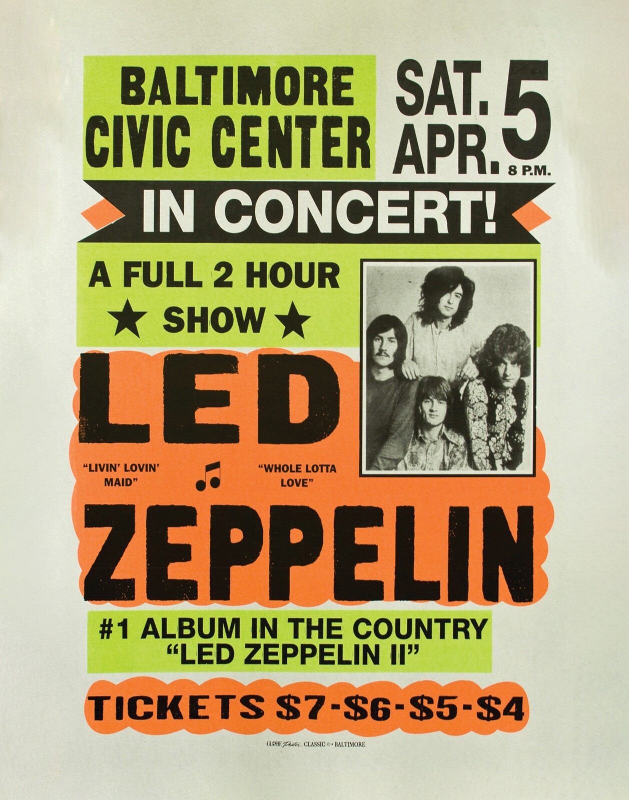 超貴重☆当時物☆Led Zeppelin☆コンサートポスター☆ Led Zeppelin Baltimore Civic Center 13