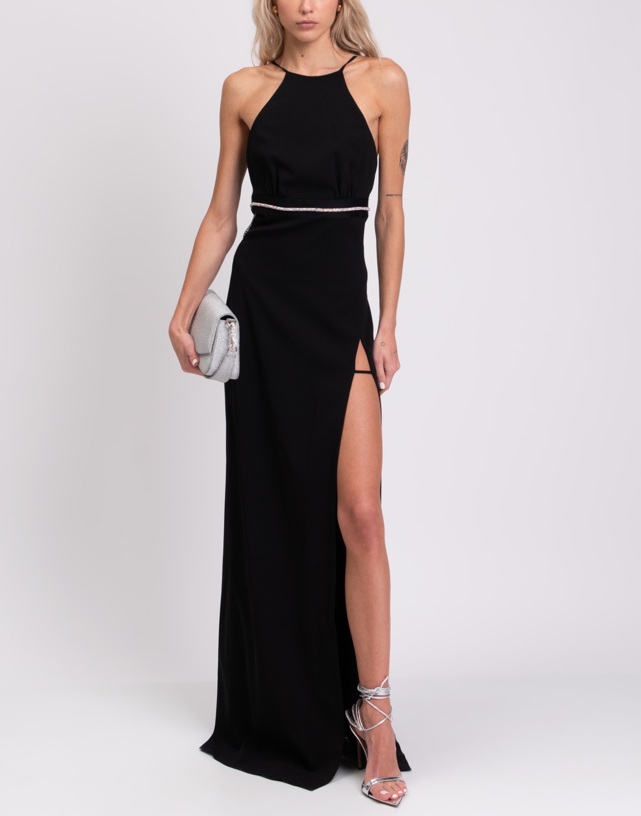 RRP710 JUST CAVALLI Evening Dress IT44 US8 UK12 L Black Rhinestones High  Slit | eBay
