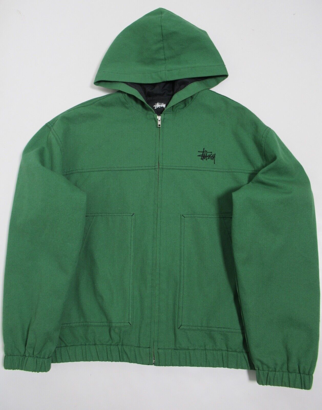 Stussy Men's Canvas Work Jacket Green 215135 Size M Hooded Stussy Men's Canvas Work Jacket Green 215135 Size M Hooded