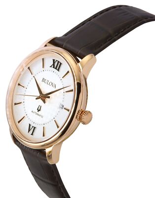 Pre-owned Bulova Hudson Brown Leather Strap Silver Dial Automatic 97b225 30m Mens Watch