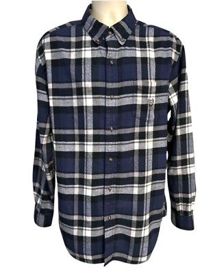 Chaps Performance Men's Flannel Shirt Plaid Long Sleeve Blue Gray Size XL