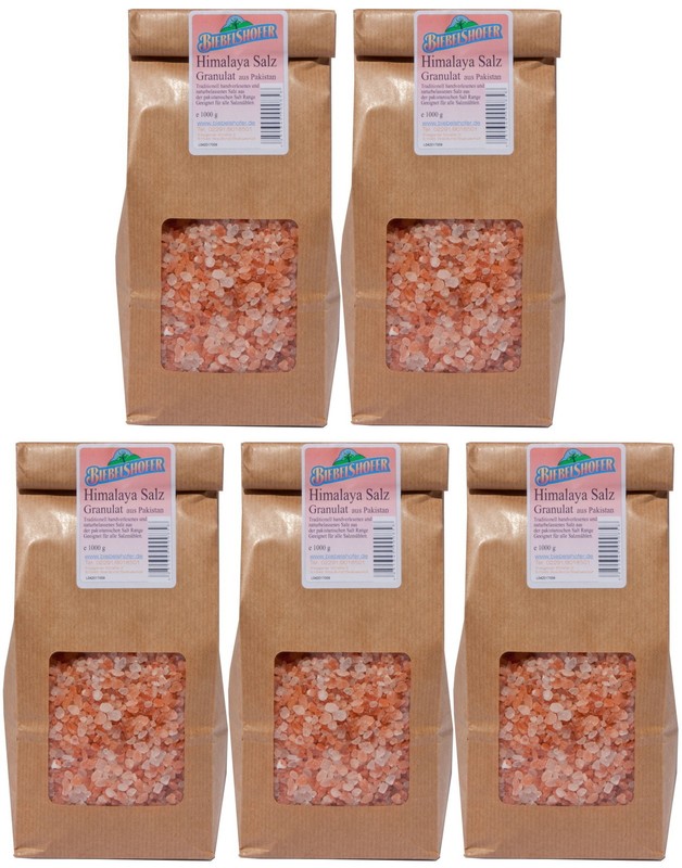 Himalaya-Salz Aus Pakistan, 5 Kg,  (5 X 1 Kg) Farbenfrohes Granulat, Natur