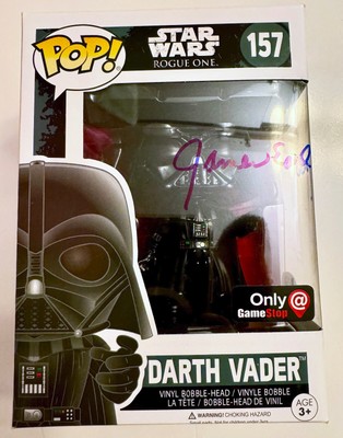 James Earl Jones Signed Funko Pop Star Wars Rogue One Darth Vader Game Stop Exc