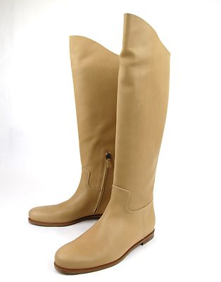 Pre-owned Bottega Veneta $1280 Authentic  Leather Tall Boots, Tan, 297865 2841 In Brown