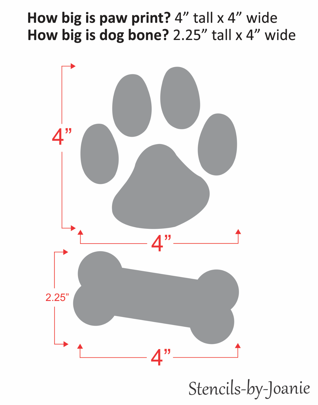 Joanie Dog Stencil 4" Paw Print Bone DIY Puppy Pet Animal Kennel DIY Craft Signs