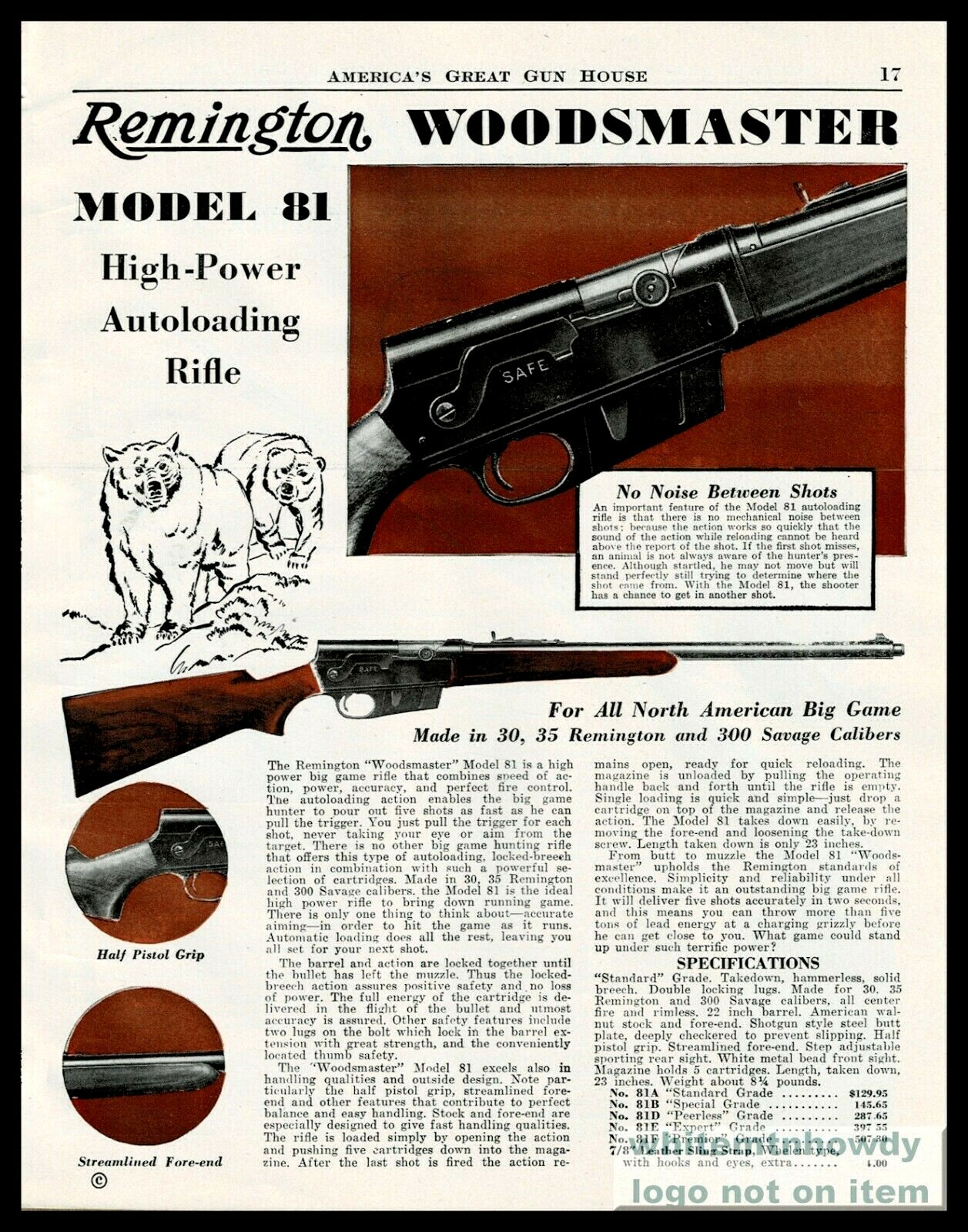 1949 REMINGTON Model 811 Woodmaster Autoloading Rifle Original Vintage Gun AD 1949 REMINGTON Model 811 Woodmaster Autoloading Rifle Original Vintage Gun AD