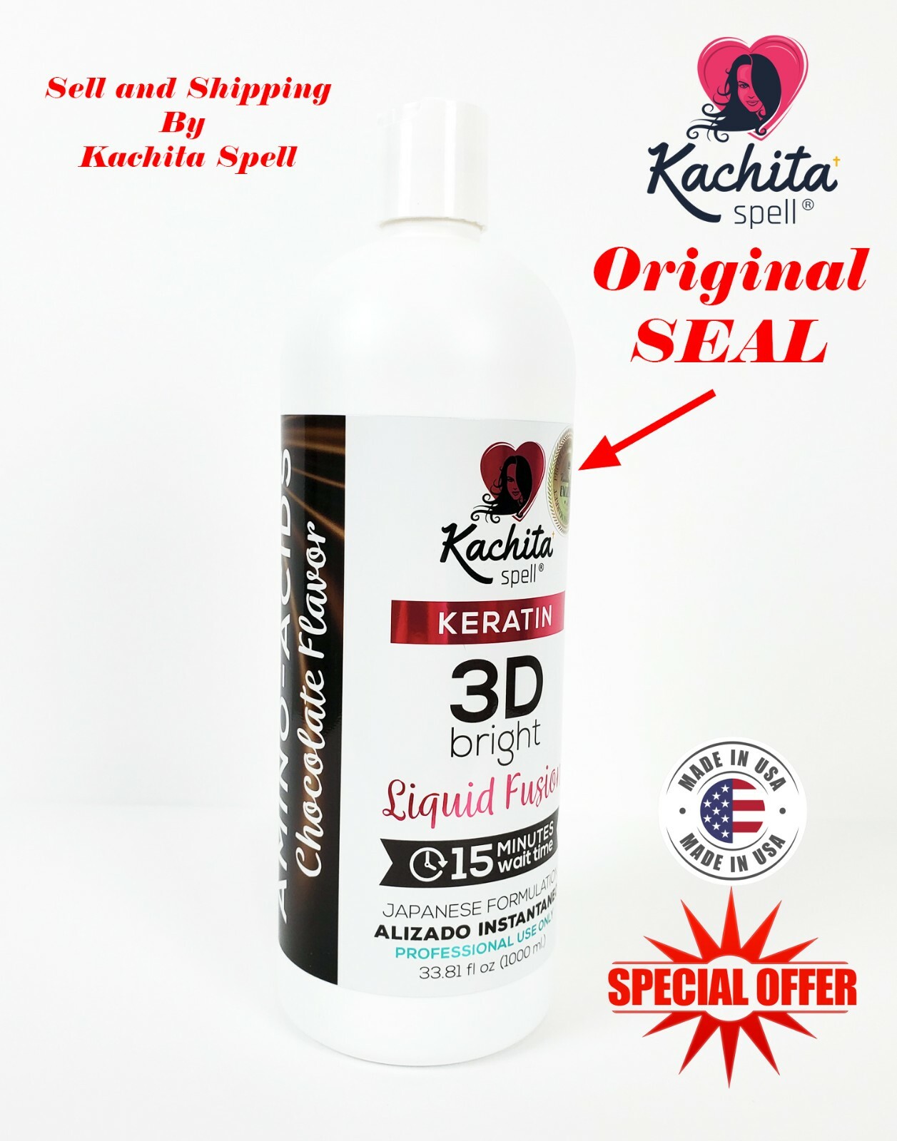 Original Keratina 3D Treatment Bright Liquid Fusion 33.8oz Kachita Spell