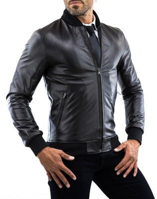 MARKENLOS - UNSERER PRODUKTION - HAND GEMACHT - IT DE HERREN LEDERJACKE BIKER MEN'S LEATHER JACKET COAT HOMME VESTE EN CUIR K4A1