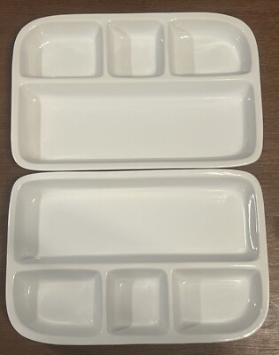 Bret Bortner BIA Set of 2 White TV Dinner Plates Ceramic Divided