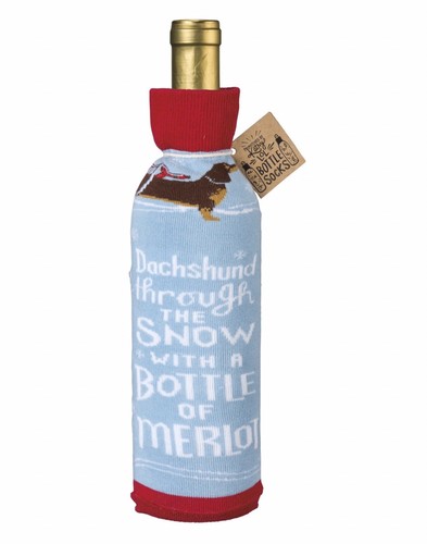 Primitives by kathy Lol Bottle Sock - Dachshund Through The Snow