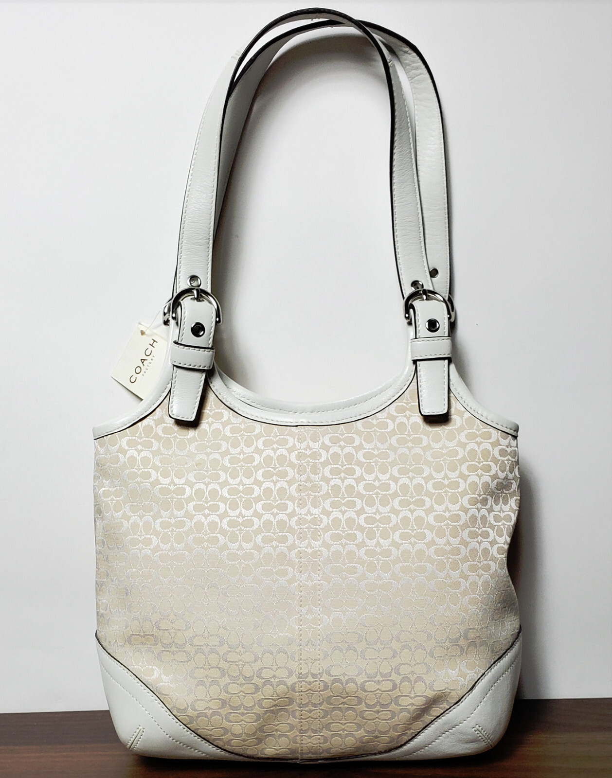 NWT* Coach Soho Mini Signature C Logo Slim Hobo Cream White