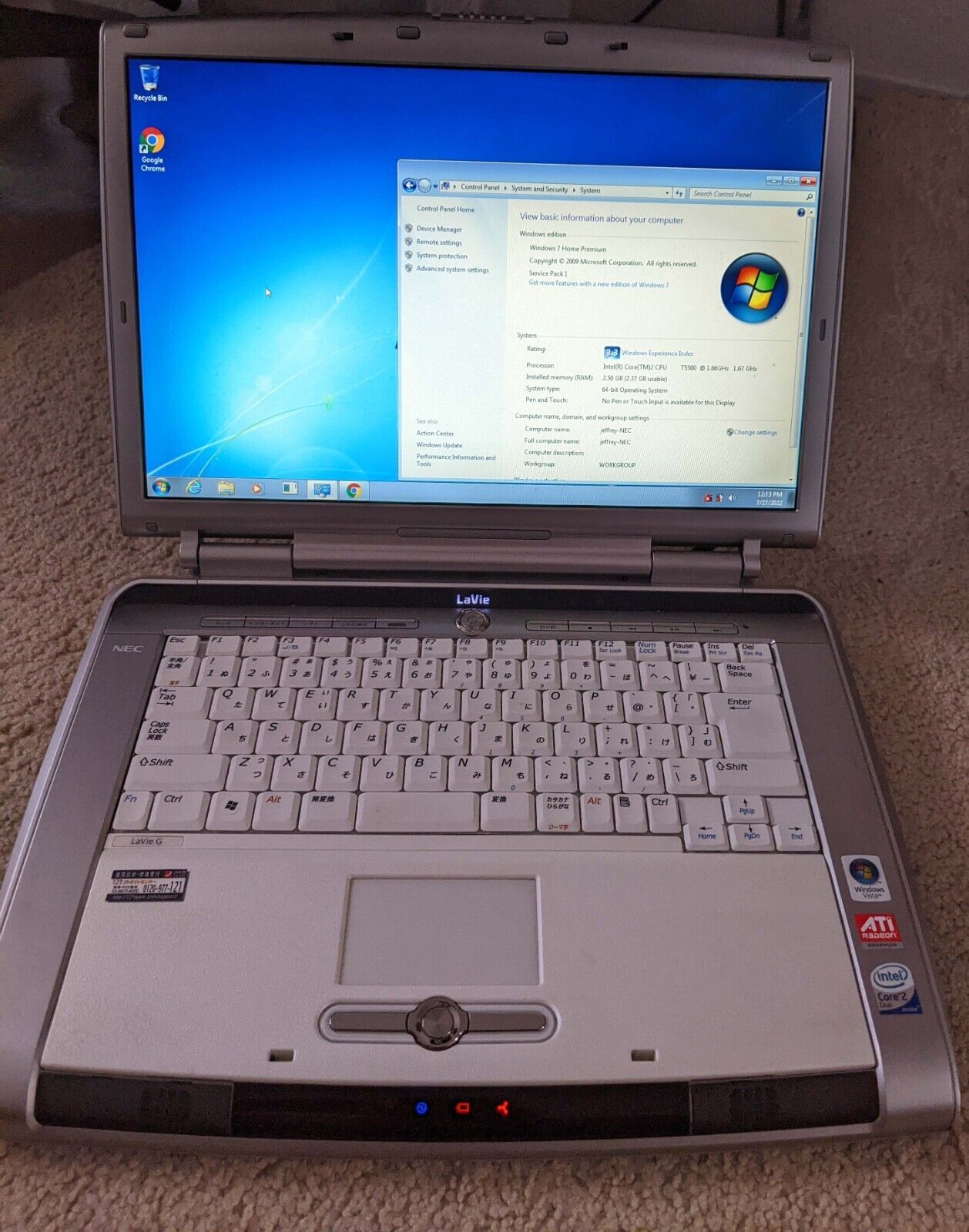 NEC LaVie G PC-GL16ELYA7 Core2DuoT5500 1.66GHz 2GB RAM NEC LaVie G PC-GL16ELYA7 Core2DuoT5500 1.66GHz 2GB RAM