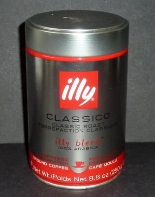 Illy Classico Espresso Ground Coffee, Medium Roast, All-Natural, 8.8 Oz. 05/2023