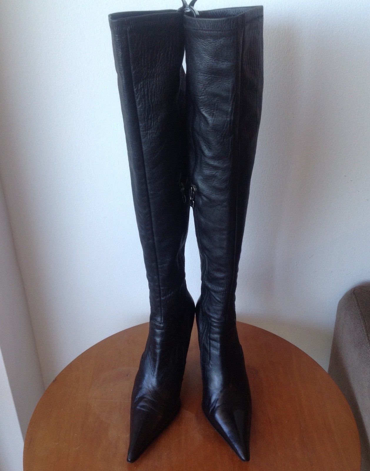 Ботинки Le Silla Women's black leather boots, over the knee, high heel,  Italy, size 37: купить с доставкой из США, цена 53 001 руб - (113721638279)