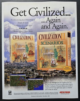 Sid Meier's Civilization II 2 Conflicts Scenarios PC Game Ad Art Print Poster