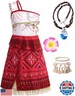 OFIHIDO Princess Costume for Girls Ocean Adventure,Princess Dress Up for Kids,Halloween Costume Birthday Gifts (4-5Years) Red