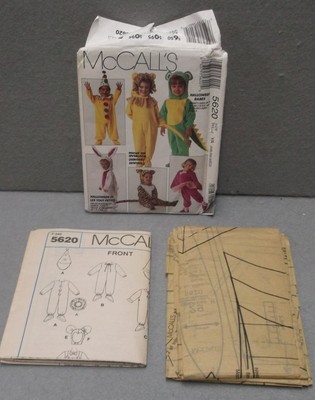 TODDLER SIZE UNCUT MCCALLS 5620 COSTUME PATTERN CLOWN MOUSE CAT BUNNY PRINCESS