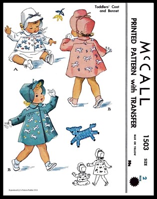McCall 1503 Pattern COAT & HAT BONNET Cap Toddler Girls Pick 6Mth *1* 2*