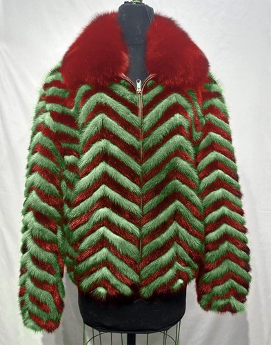 Pre-owned Handmade Man's Real Mink Fur Golden Black Zic Zac Design Jacket Coat All Sizes Pre Sale
