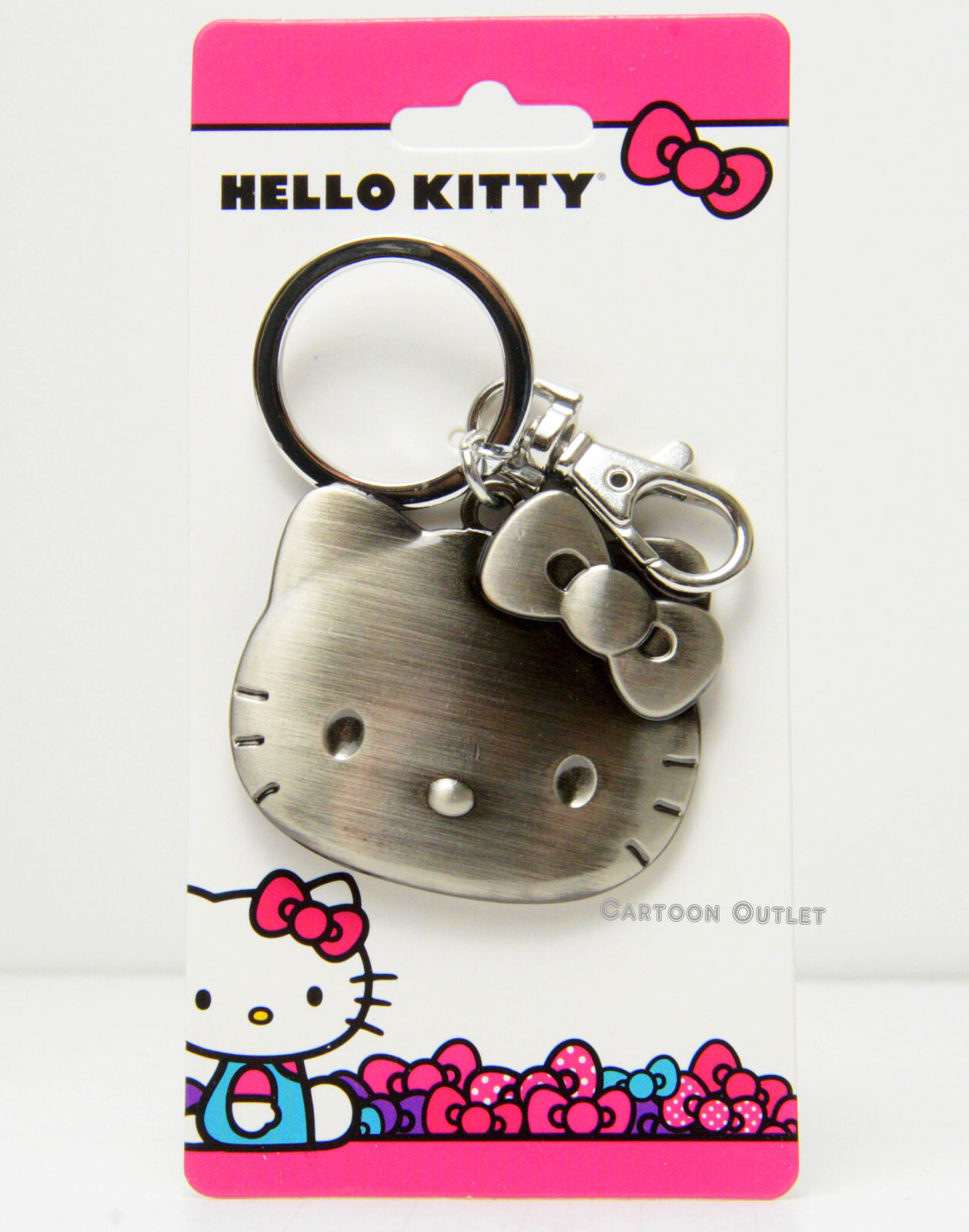 2004年製造 HELLO KITTY KEY Ring VINTAGE SANRIO 2004 HELLO KITTY Pink Enamel SILVER KEY RING