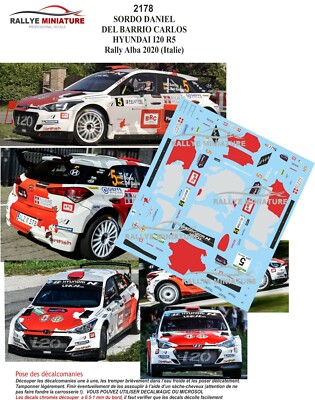 DECALS 1/18 REF 2178 HYUNDAI I20 SORDO RALLY DI ALBA 2020 RALLYE ITALIA ITALIE