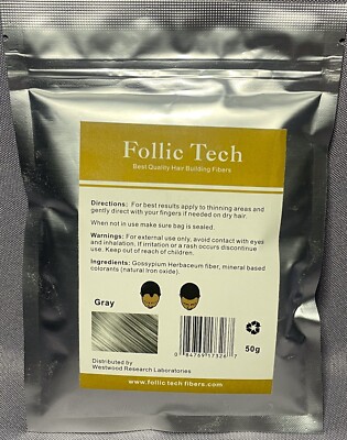 Hair Building Fibers Refill Gray 100g Follic Tech HIGHEST QUALITY FIBERS ON EBAY