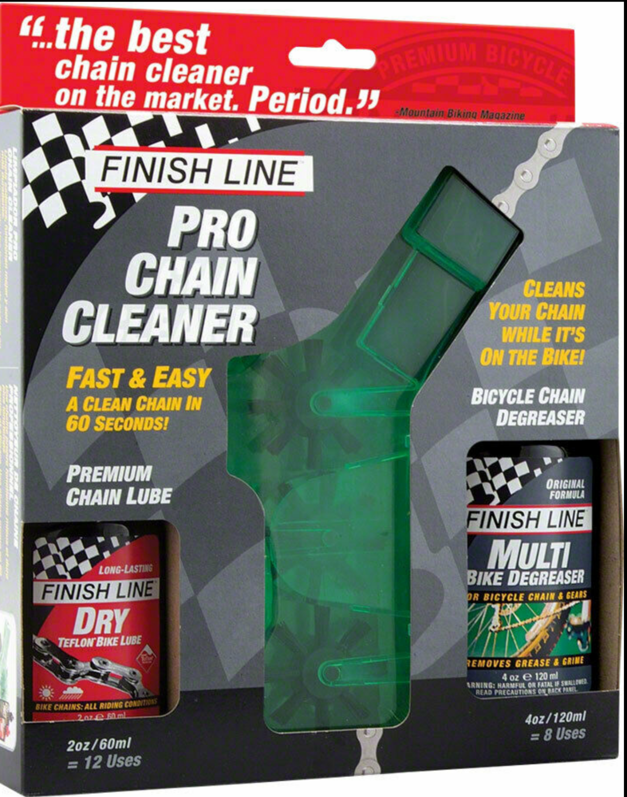 FINISH LINE PRO CHAIN CLEANER W/ 2OZ DRY LUBE AND 4OZ ECOTECH DEGREASER