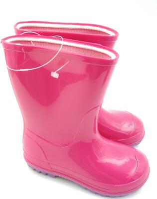 Girls Pink Round Toe Mid Calf Comfort Waterproof Pull On