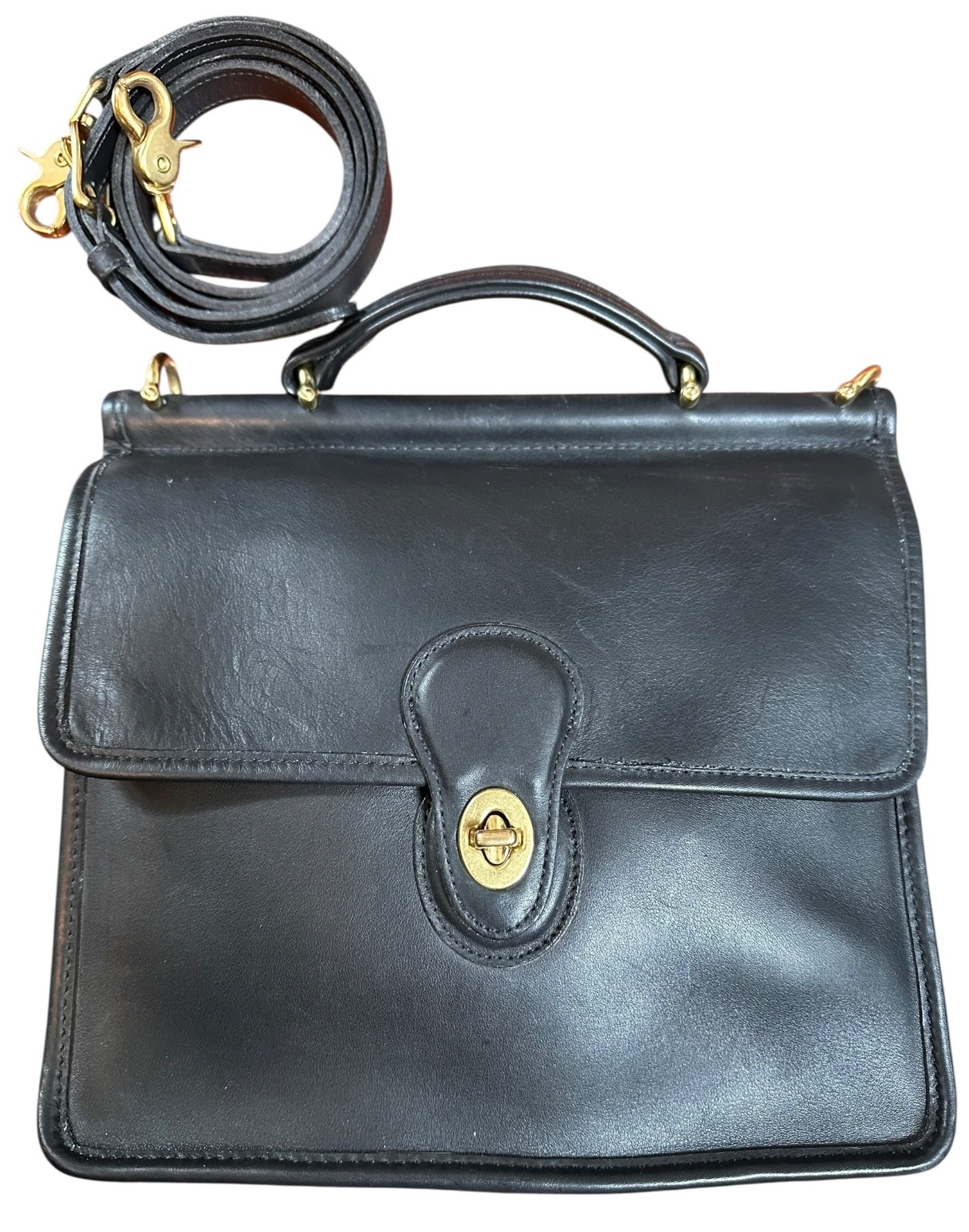 Vintage Coach 9927 Shoulder Bag Willis Black Leather Made in