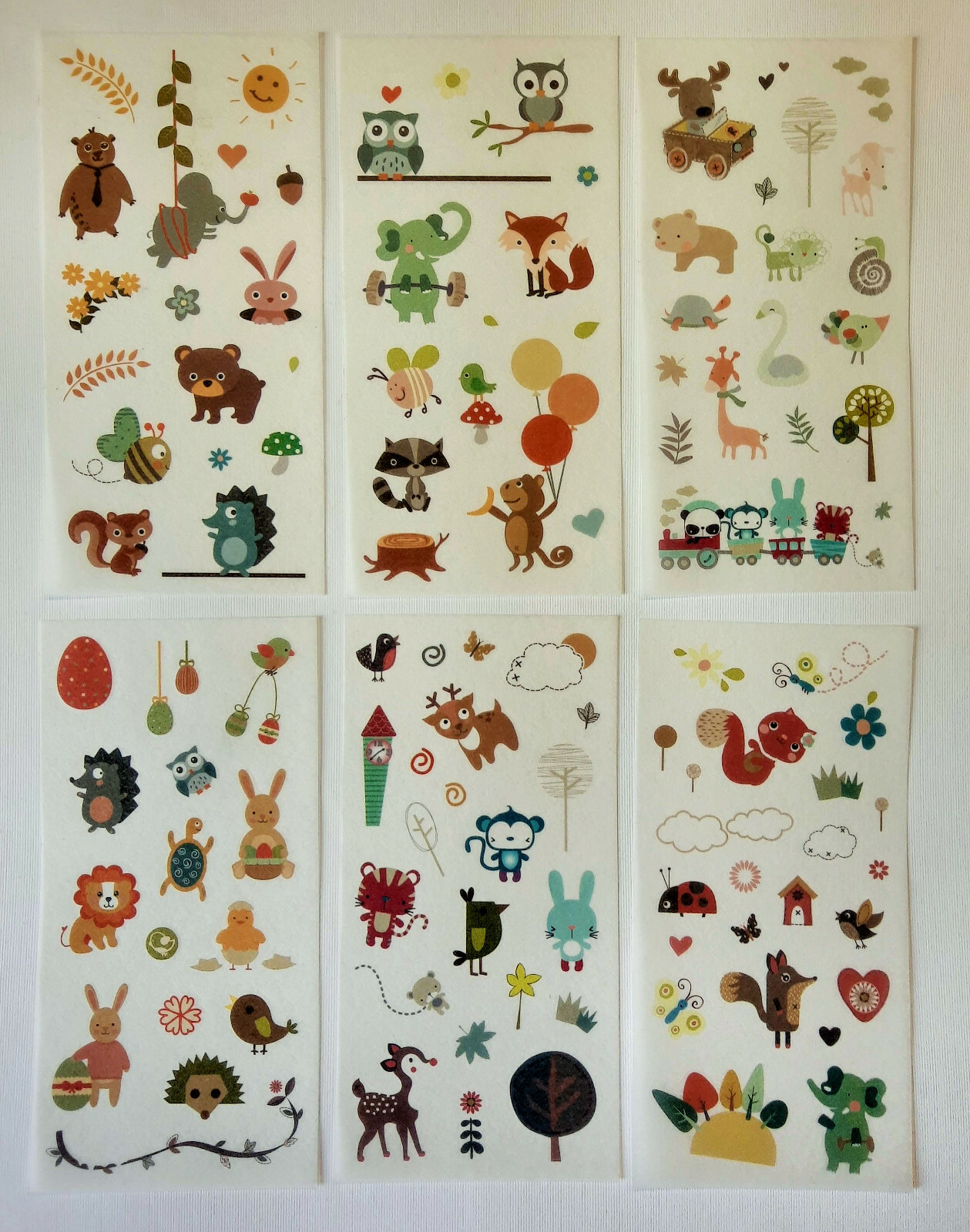 Tiere 6er Set Sticker Aufkleber Kinder Schulanfang Papierbasteln Deko matt 