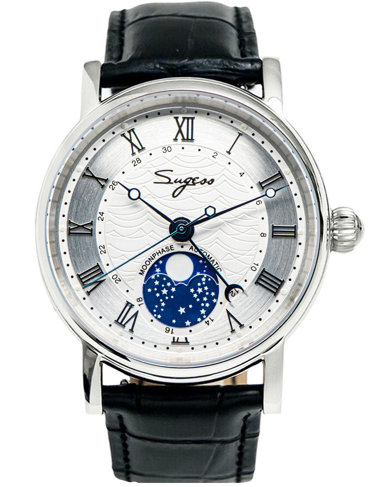 Pre-owned Sugess Moonphase Master High Beat Mechanical Mens Watch Seagull 1963 Su2108sk