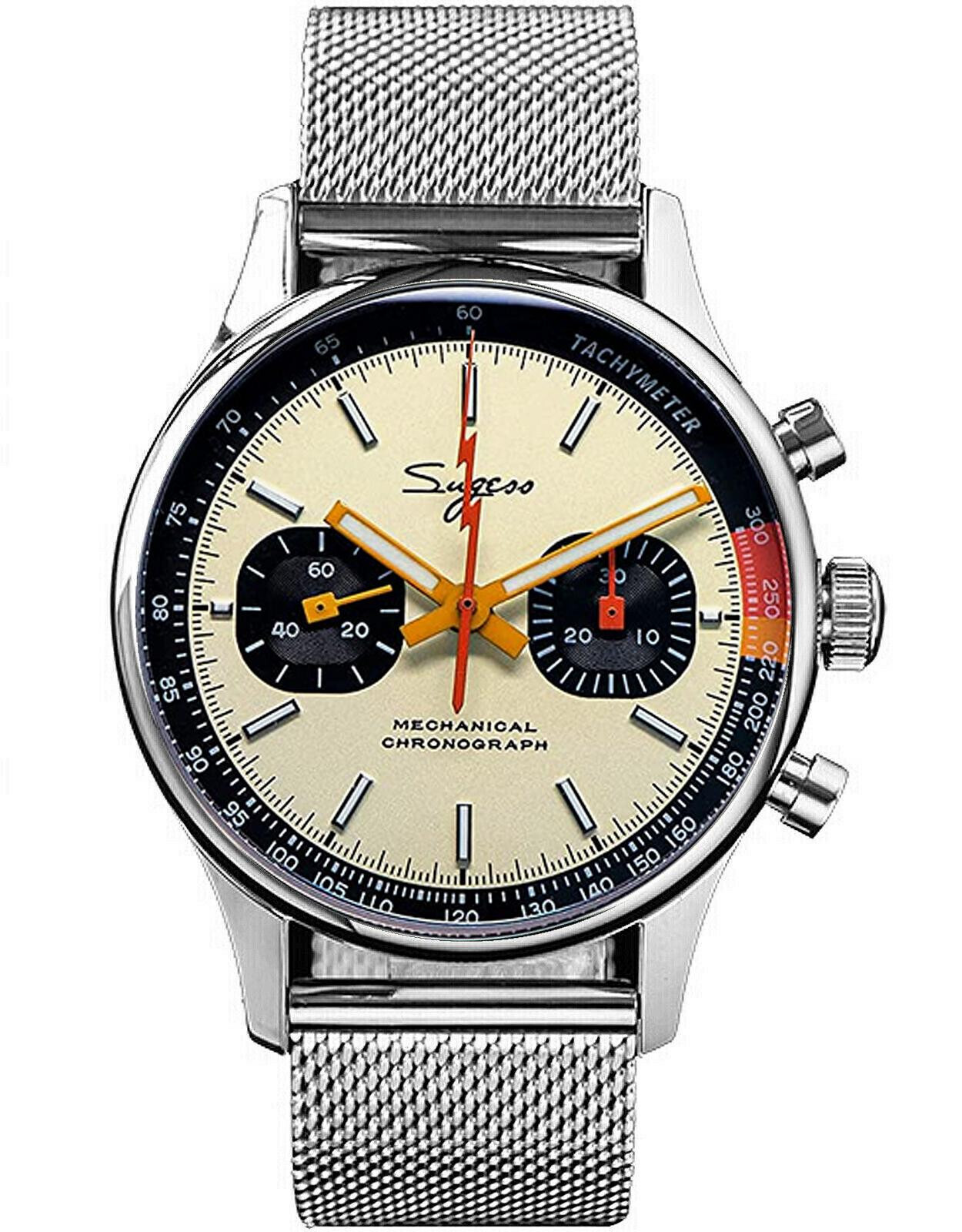 Pre-owned Sugess Chrono Walker Swanneck Enamel Dial Chrono Watch Seagull 1963 Suchp005m V2