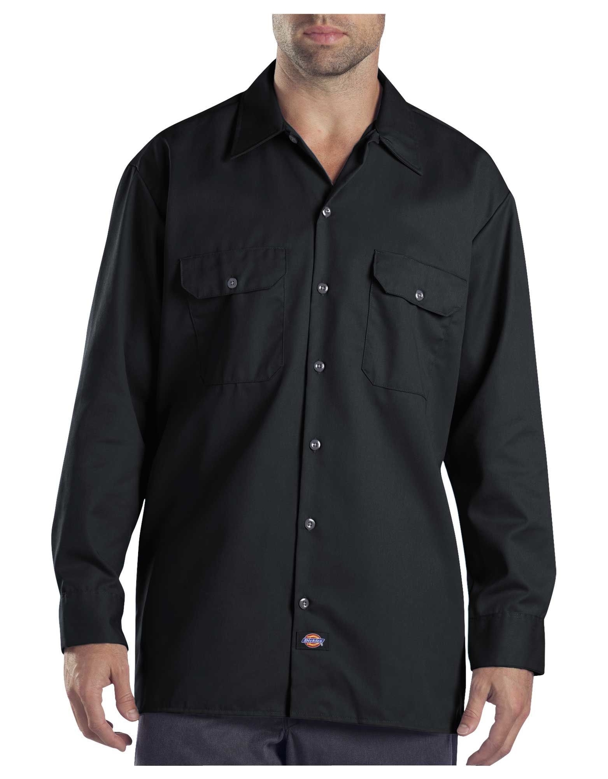 Dickies Long Sleeve Work Shirt Black Mens Size Medium New Ebay