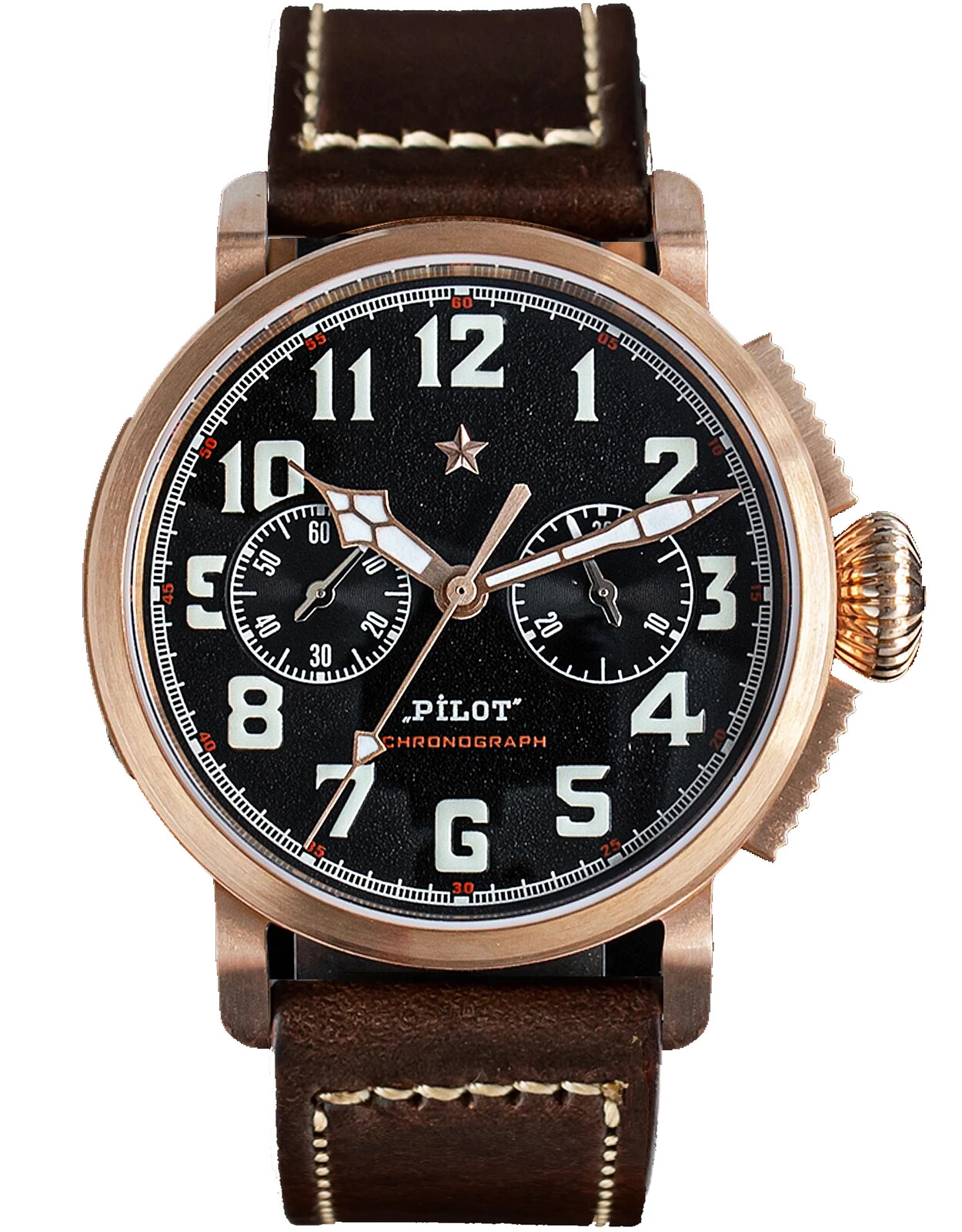 Pre-owned Sugess 42mm Pilot Master Chrono Cusn8 Bronze Mechanical Mens Watch Seagull 1963