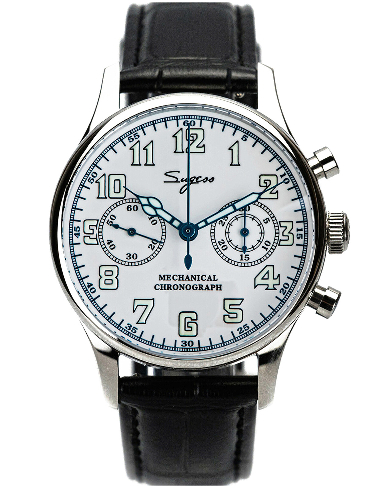 Pre-owned Sugess Chrono Walker Swan Neck Enamel Dial Chrono Watch Seagull 1963 Suchp004k