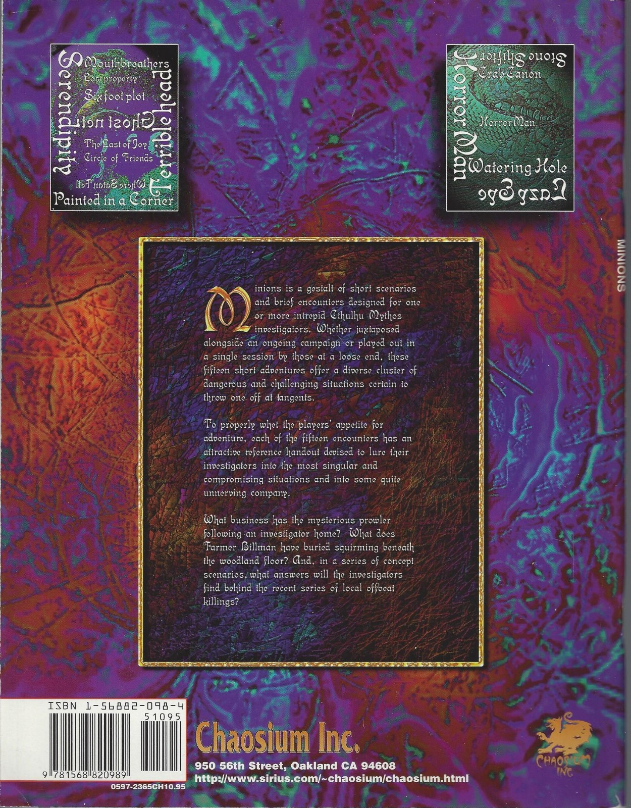 Call of Cthulhu  Minions SC NEW  OOP  Chaosium  COC  CHA2365