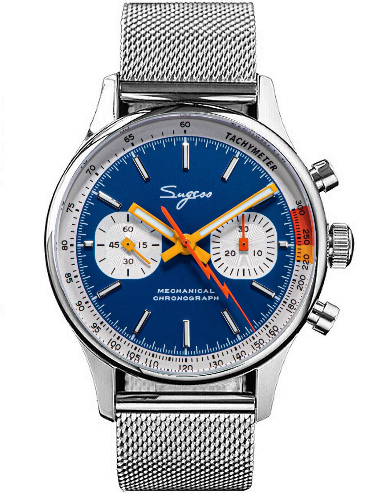Pre-owned Sugess Chrono Walker Swan Neck Enamel Dial Chrono Watch Seagull 1963 Suchp007m V
