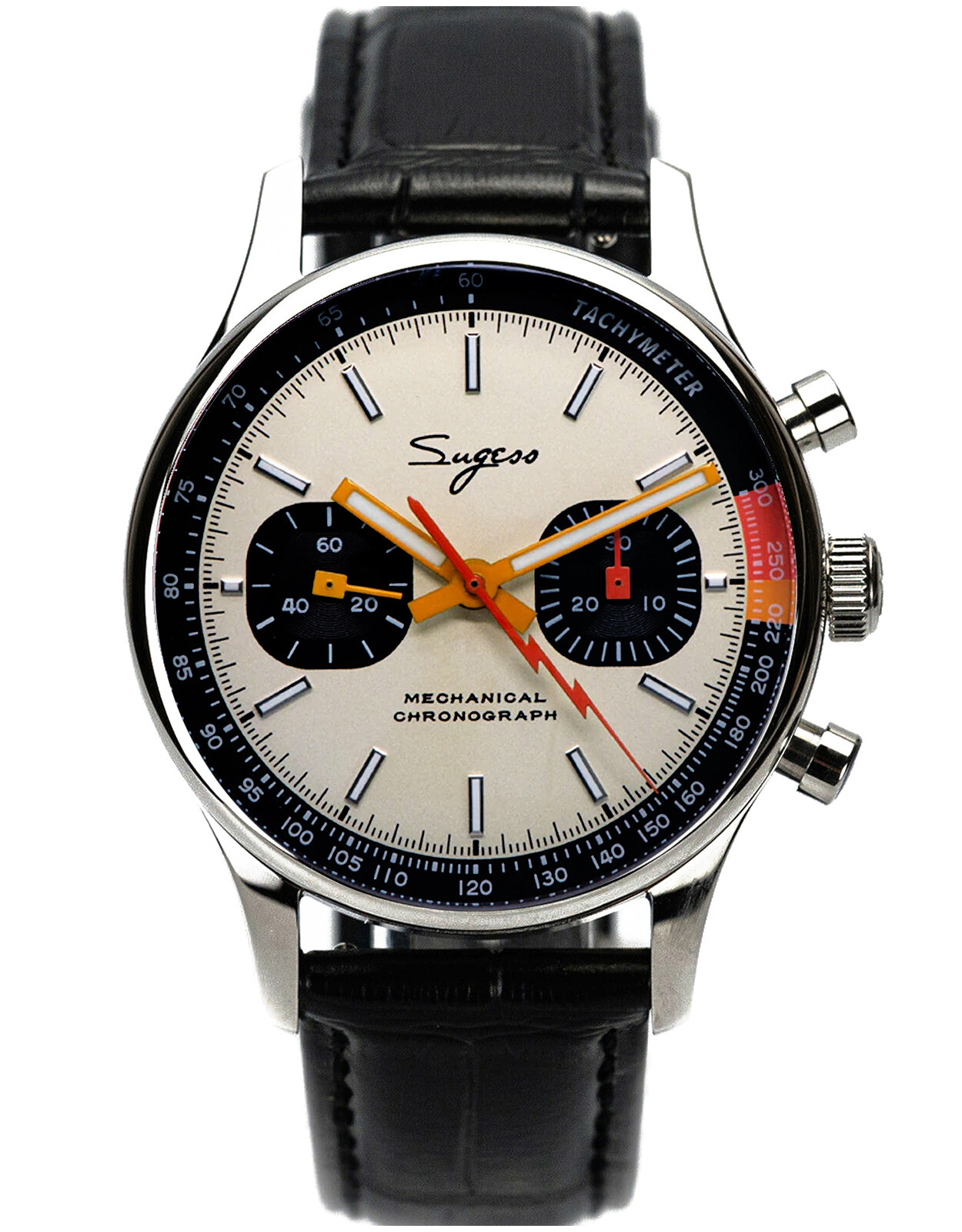 Pre-owned Sugess Suchp005k V2 Swanneck Exhibition Case Back Chrono Mens Watch Seagull 1963