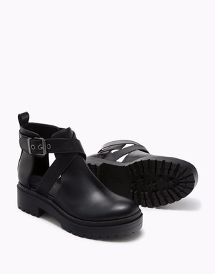 купить Zara Bershka Black Flat Ankle Boots With Openings на Ebaycom