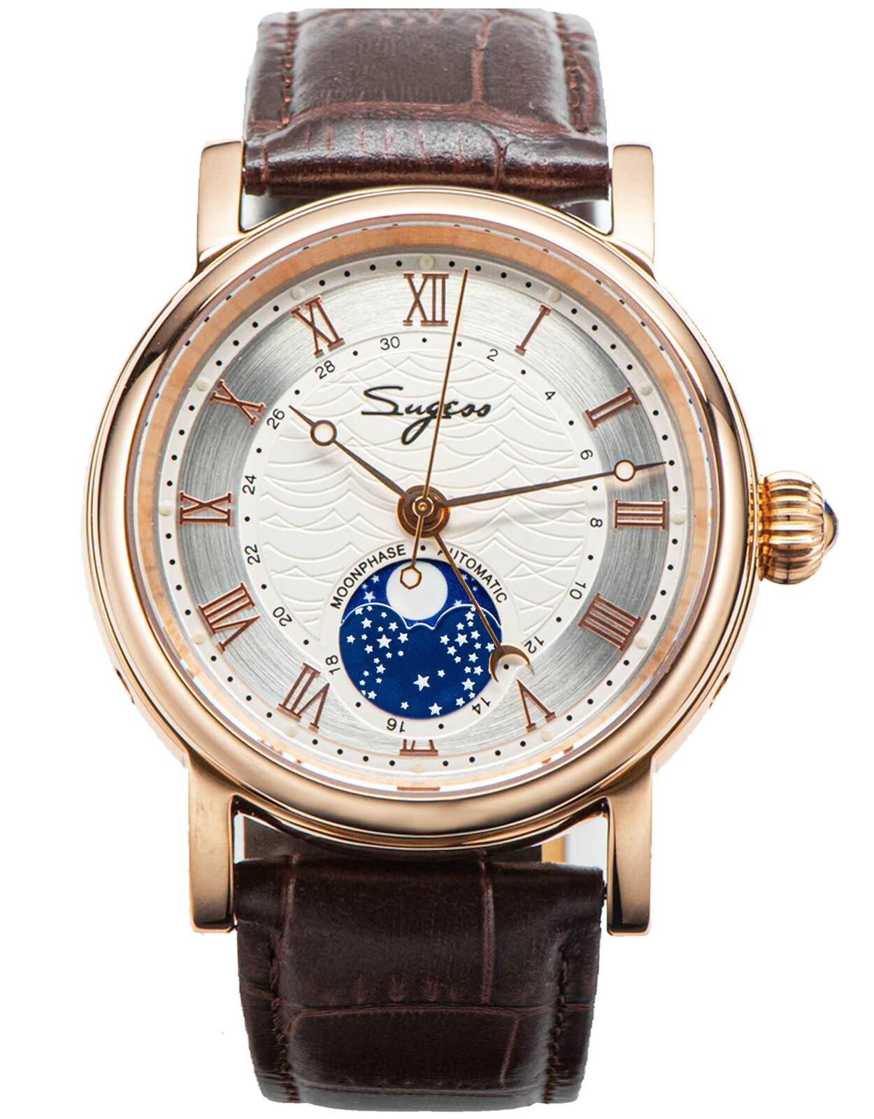 Pre-owned Sugess Moonphase Master High Beat Mechanical Mens Watch Seagull 1963 Su2108gz