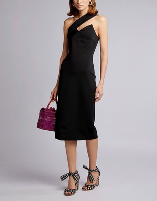 

Женское облегающее платье длиной до колена на одно плечо Cushnie Lilia, черное, Черный