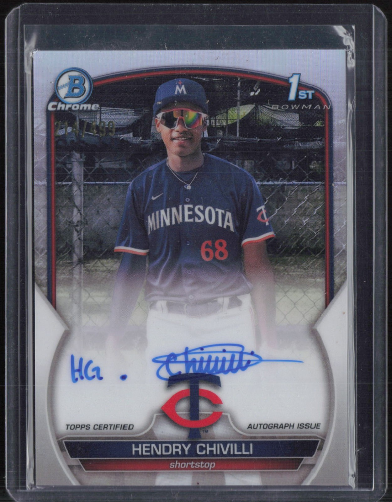 2023 Bowman Chrome Refractor Hendry Chivilli 214/499 Auto Autograph RC Rookie
