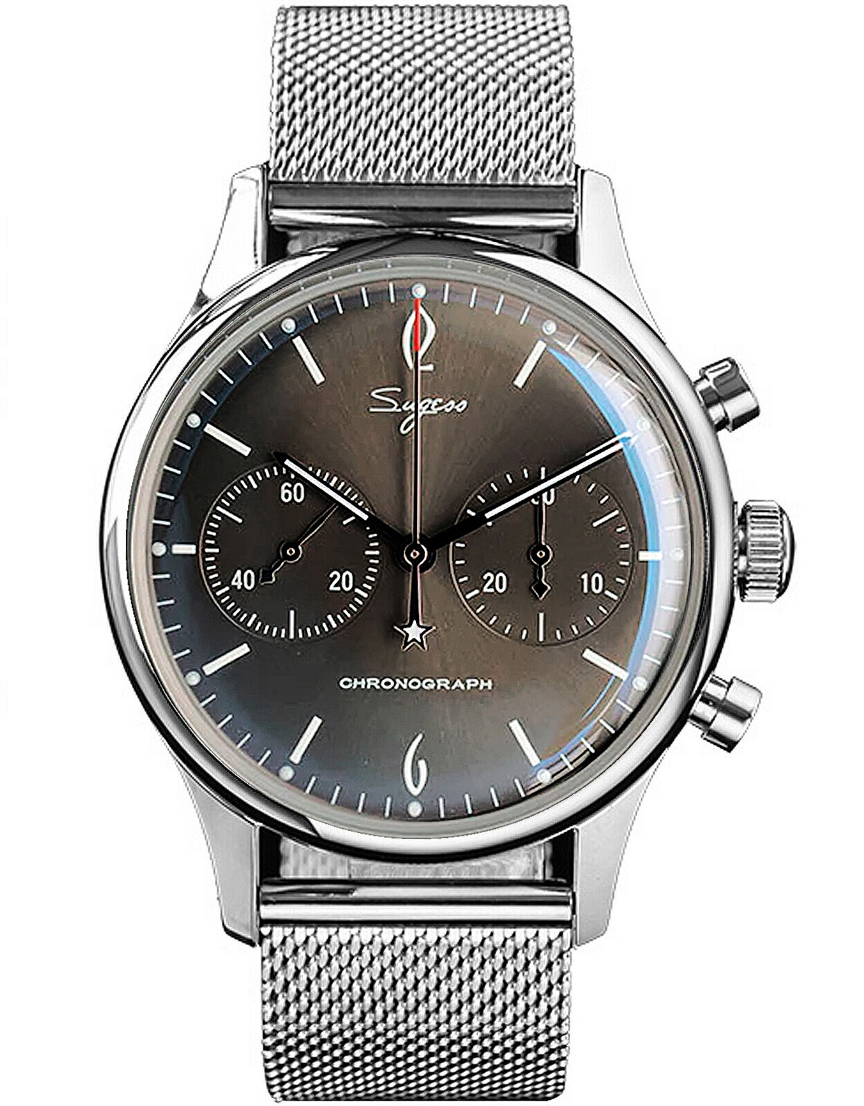Pre-owned Sugess Gradient Grey Swan Neck Domed Mechanical Watch Seagull 1963 Su1901f022sn