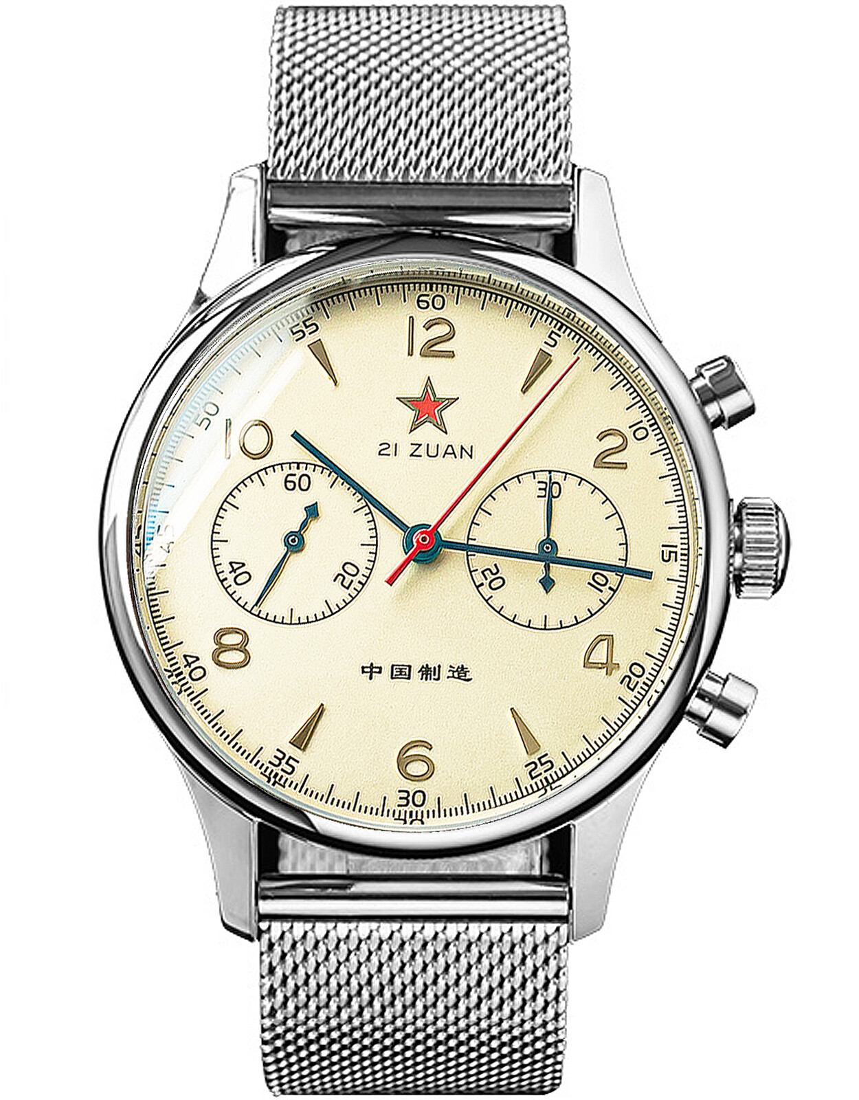 Pre-owned Sugess Seagull 1963 40mm Gold Swanneck Sapphire Mechanical Chronograph Watch Su1963m40x